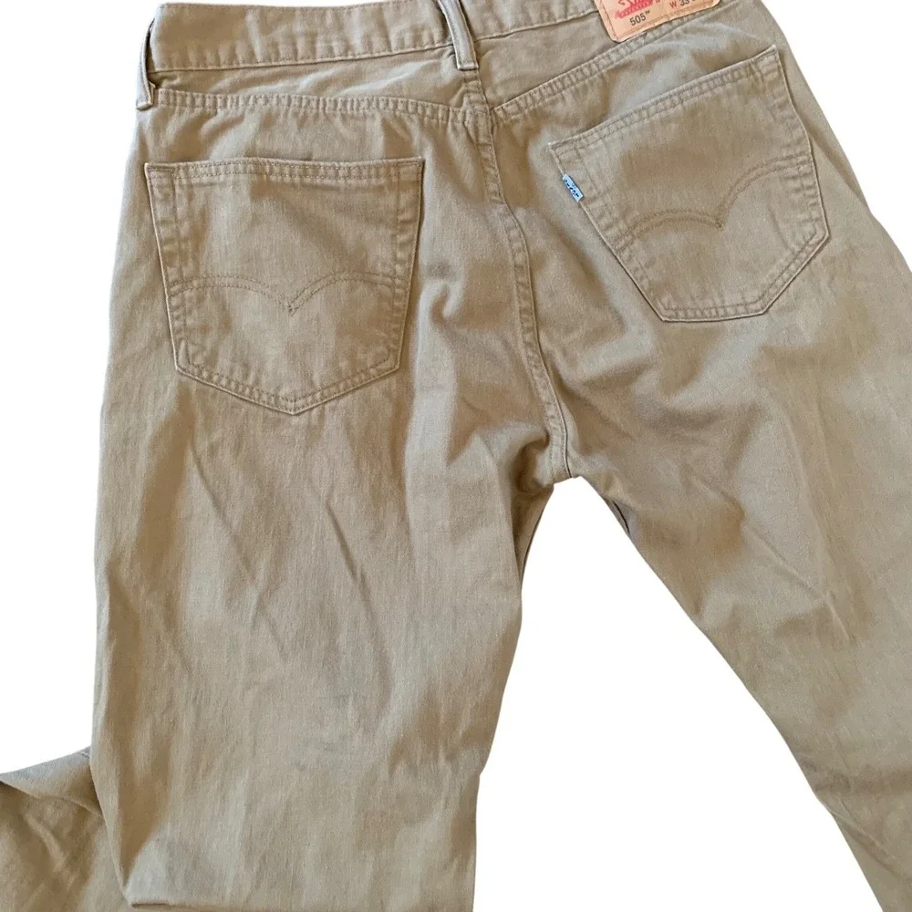 Levi Strauss & Co 505 Mens Khaki Tan Straight Leg Jeans W33‎ L32